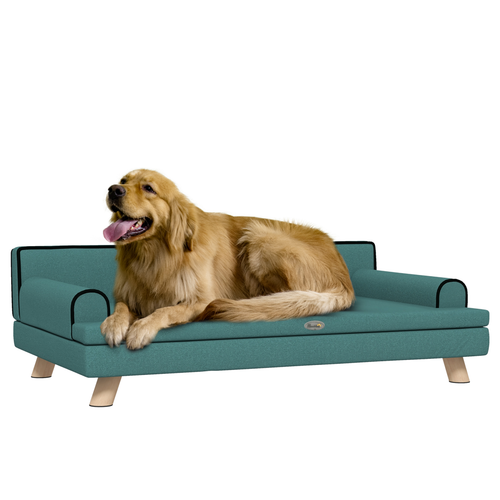 PawHut Dog Sofa Couch – Water-Resistant with Legs for Medium & Large Dogs – Green