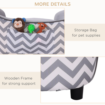 PawHut Dog Sofa Pet Couch – XS Size with Removable Sponge Cushion – Grey