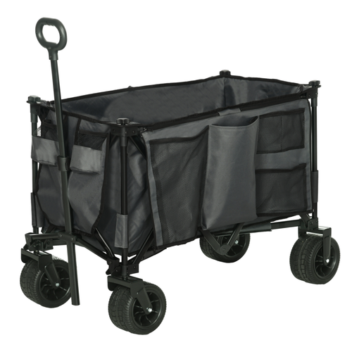 Folding Garden Camping Trolley – Collapsible Steel Frame with Oxford Fabric – Black