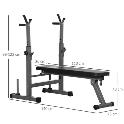 HOMCOM Adjustable Foldable Weight Bench with Barbell Rack and Dip Station