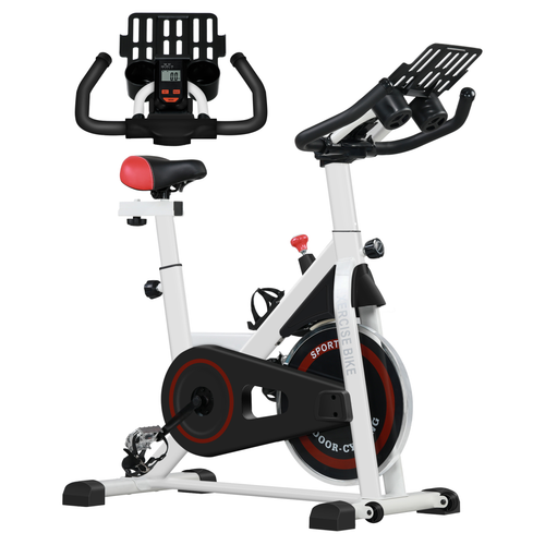 HOMCOM 8kg Flywheel Exercise Bike – Adjustable Height & Resistance, LCD Monitor
