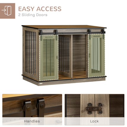 PawHut Dog Crate for Large Dogs – Double Dog Cage for Small Pets – Oak Tone