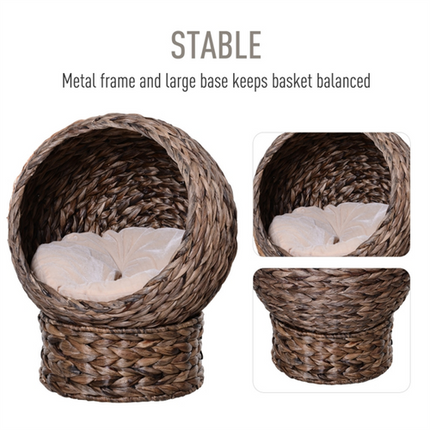 Wicker Cat Bed with Cushion – Handcrafted Elevated Pet Furniture
