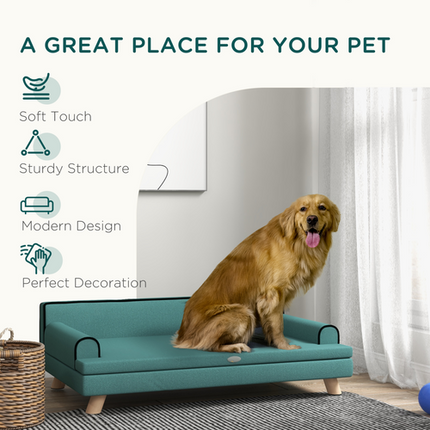 PawHut Dog Sofa Couch – Water-Resistant with Legs for Medium & Large Dogs – Green