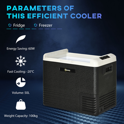 Outsunny 50L 12V Car Refrigerator – Large Portable Camping Freezer