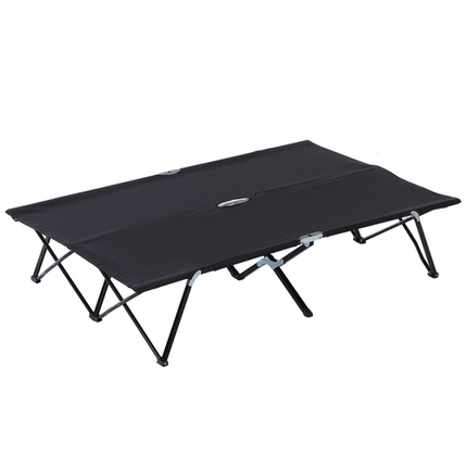 Outsunny Double Folding Camping Cot – Portable Outdoor Bed – Black