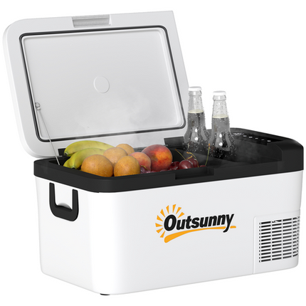 Outsunny 18L 12V Car Refrigerator – LED Light – Compact Portable Fridge for Travel
