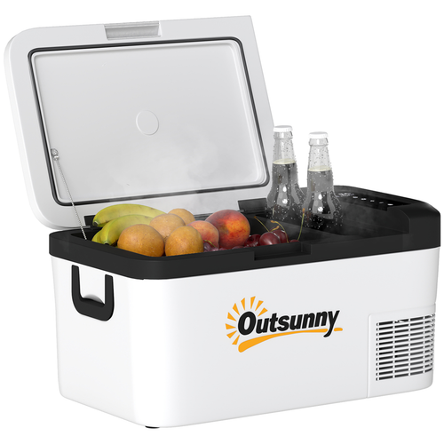 12V Portable Car Refrigerator w/ Inner LED Light Indoor Outdoor, 18L Outsunny