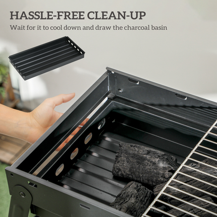 Outsunny Portable Charcoal BBQ Grill with Pull-Out Charcoal Basin