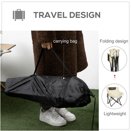 Outsunny Folding Camping Chair – With Carry Bag & Storage Pocket – White