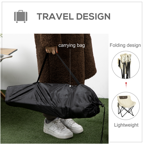 Outsunny Folding Camping Chair – With Carry Bag & Storage Pocket – White
