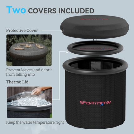 SPORTNOW Outdoor Ice Bath Tub 300L – Portable Cold Water Therapy, Black