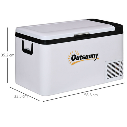 Outsunny 25L 12V Car Refrigerator – LED Light – Portable Indoor & Outdoor Use