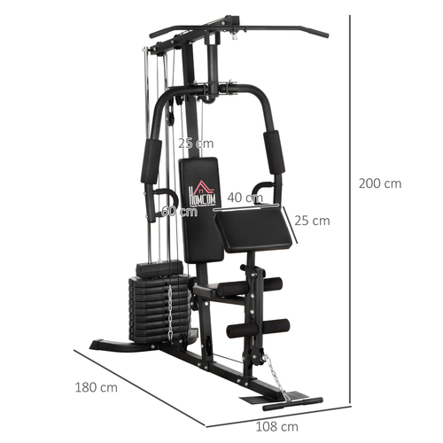 HOMCOM Multifunction Home Gym Machine with 45kg Weight Stack – Full Body Workout