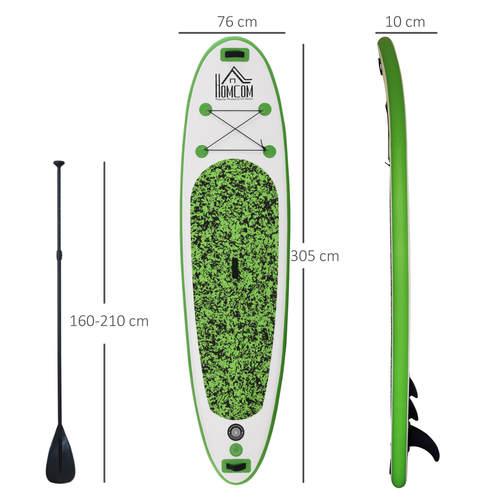 HOMCOM Inflatable Surfboard – Paddle, Fix Bag, Air Pump, and Fin Included