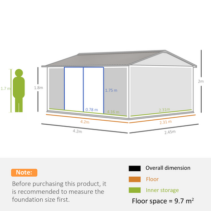 Grey Steel Garden Shed with Lockable Door – Backyard Outdoor Tool Storage Box