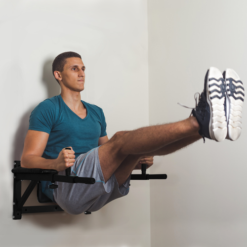 HOMCOM Wall-Mounted Dip Station Gym Rack – AB Knee Raise and Pull-Up Bar