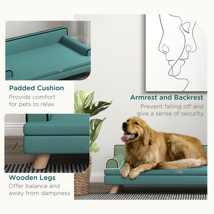 PawHut Dog Sofa Couch – Water-Resistant with Legs for Medium & Large Dogs – Green