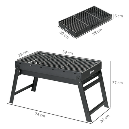 Outsunny Portable Charcoal BBQ Grill with Pull-Out Charcoal Basin