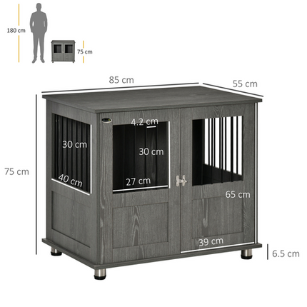 Wooden & Wire Dog Crate for Medium Dogs – Stylish Pet Kennel with Magnetic Doors