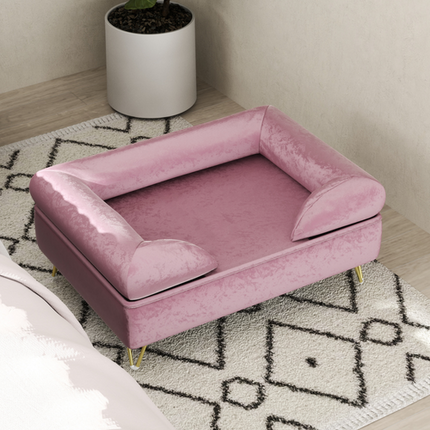 PawHut Dog Sofa Couch – Removable Backrest & Washable Cushion – Pink