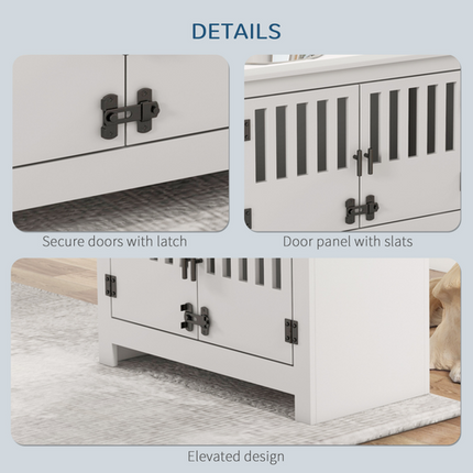 PawHut Raised Dog Bowls – Feeding Station with Stand & Storage for Large Dogs – White