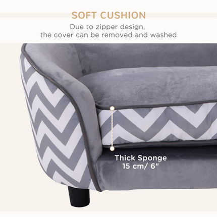 PawHut Dog Sofa Pet Couch – XS Size with Removable Sponge Cushion – Grey