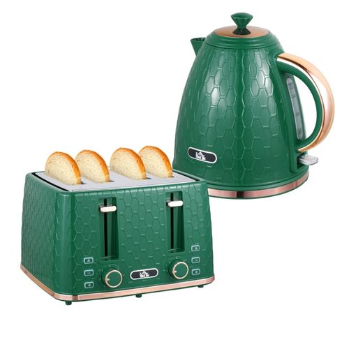 Electric Kettle & Toaster Breakfast Set – Green Kitchen Appliance Combo