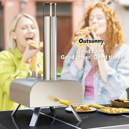 Outsunny Portable Wood Pellet Pizza Oven with Foldable Legs and 12 Inch Stone