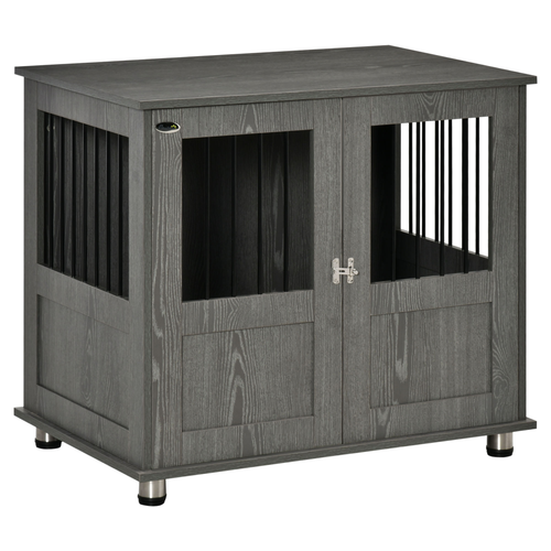 Wooden & Wire Dog Crate for Medium Dogs – Stylish Pet Kennel with Magnetic Doors