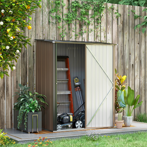 Outsunny Steel Garden Shed with Lockable Door – Outdoor Tool Storage House for Backyard