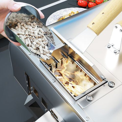 Outsunny Portable Wood Pellet Pizza Oven with Foldable Legs and 12 Inch Stone