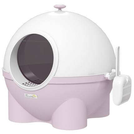 PawHut Large Cat Litter Box with Scoop – Front Entrance – 53 x 51 x 48 cm – Pink