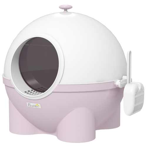PawHut Large Cat Litter Box with Scoop – Front Entrance – 53 x 51 x 48 cm – Pink