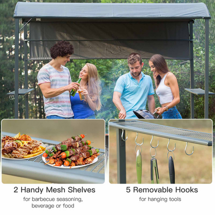 Outsunny Outdoor BBQ Canopy with Metal Frame - Grey