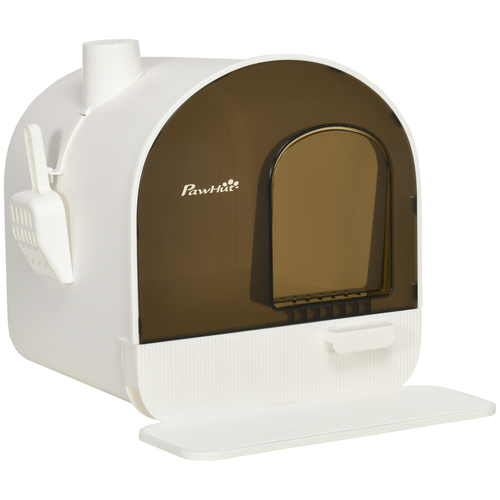 Hooded Cat Litter Tray for Kittens – Scoop, Filter, Flap Door – 43 x 44 x 47 cm