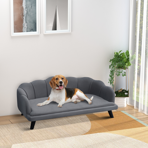 PawHut Dog Sofa Couch Bed – For Medium & Large Dogs – Legs & Cushion – Grey