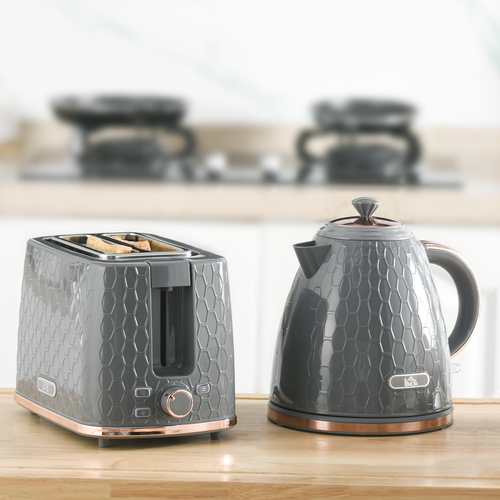 HOMCOM 1.7L Fast Boil Kettle & 2-Slice Toaster Set – Grey