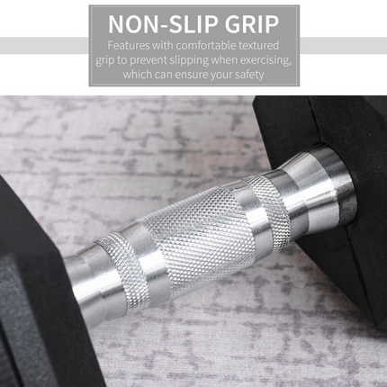 HOMCOM 17.5kg Single Rubber Hex Dumbbell – Portable Hand Weight for Home Gym