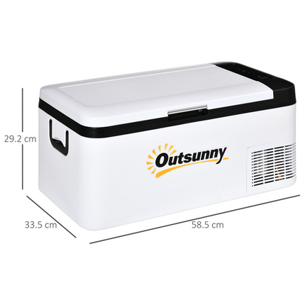 Outsunny 18L 12V Car Refrigerator – LED Light – Compact Portable Fridge for Travel