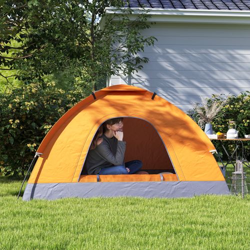 Outsunny 2-Person Dome Camping Tent with Storage Pocket – Orange