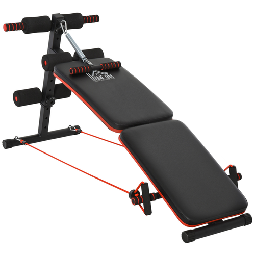 HOMCOM Foldable Sit-Up Bench – Core Workout Equipment for Home Gym, Black