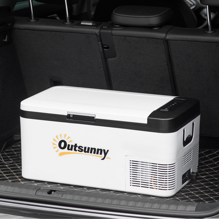 Outsunny 18L 12V Car Refrigerator – LED Light – Compact Portable Fridge for Travel